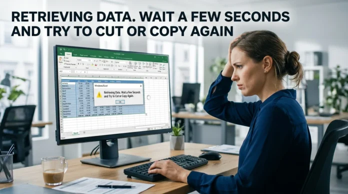 retrieving data. wait a few seconds and try to cut or copy again.